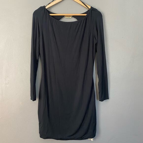 SER.O.YA SIOBHAN DRESS low back stretchy bodycon LBD logo Mini Long Sleeve XL - Picture 5 of 11